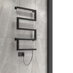 Полотенцесушитель электрический Indigo Sparta 800х500 мм 120 Вт с терморегулятором черный муар - фото 10