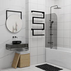 Полотенцесушитель электрический Indigo Sparta 800х500 мм 120 Вт с терморегулятором черный муар - фото 9