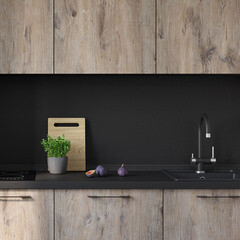 Панель стеновая ДСП для кухни 3000х600х4,5 мм 1021/s black - фото 3