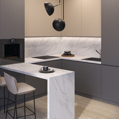 Панель стеновая ДСП для кухни 3000х600х4,5 мм 7405/6 calacatta marble - фото 5
