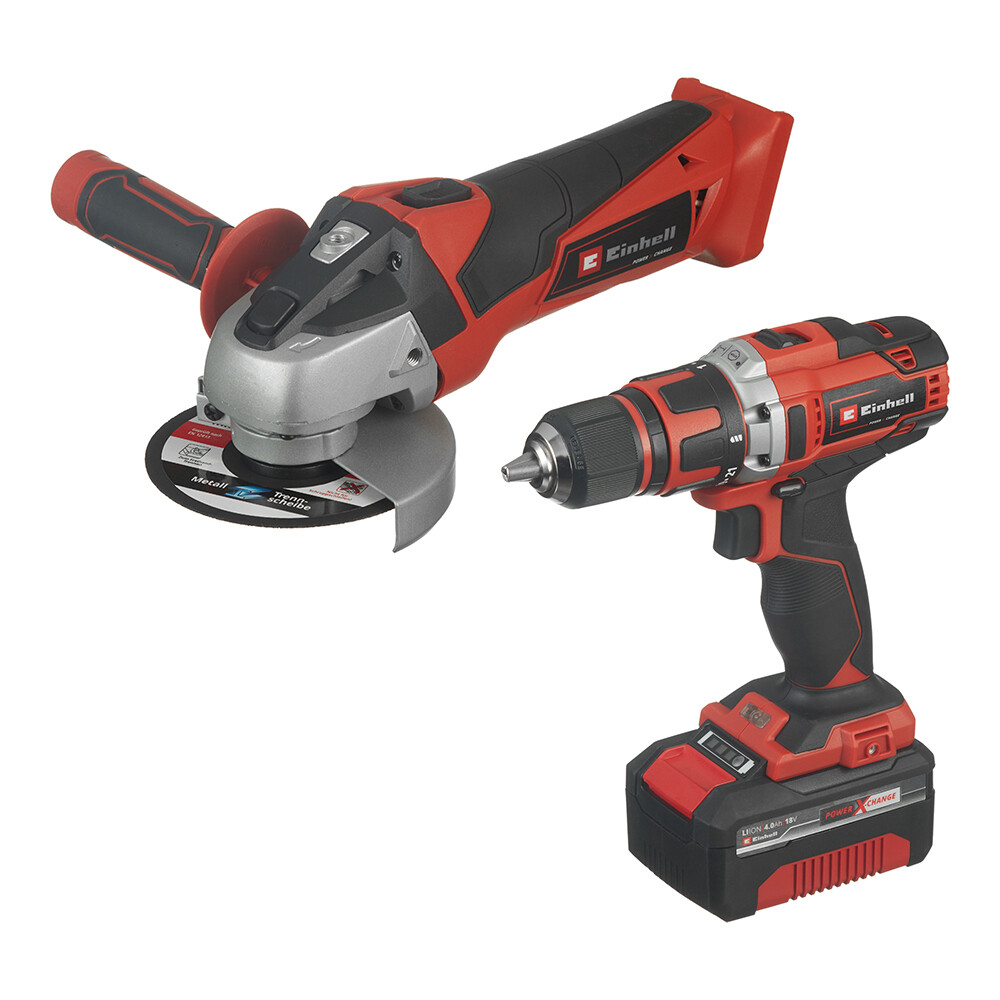 Изображение товара Набор электроинструментов Einhell аккумуляторный TE-CD 18/40 и TC-AG 18/115