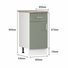Кухонный модуль напольный 40х84х53,6 см Твэгги зеленый 1 полка/1 ящик - фото 4