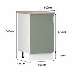 Кухонный модуль напольный 50х84х53,6 см Твэгги зеленый 1 полка - фото 4