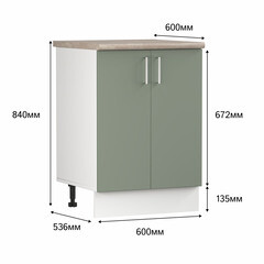 Кухонный модуль напольный 60х84х53,6 см Твэгги зеленый 1 полка - фото 4