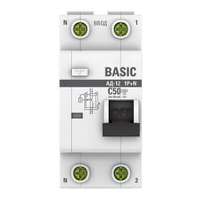 Автомат дифференциальный EKF Basic АД-12 50А 1P+N тип AC 30 мА 4,5 кА (DA12-50-30-bas)
