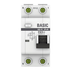 Автомат дифференциальный EKF Basic АД-12 63А 1P+N тип AC 30 мА 4,5 кА (DA12-63-30-bas)