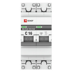 Автоматический выключатель модульный EKF PROxima ВА 47-63 2Р 16А тип C 4,5 кА 230 В (mcb4763-2-16C-pro) - фото 1
