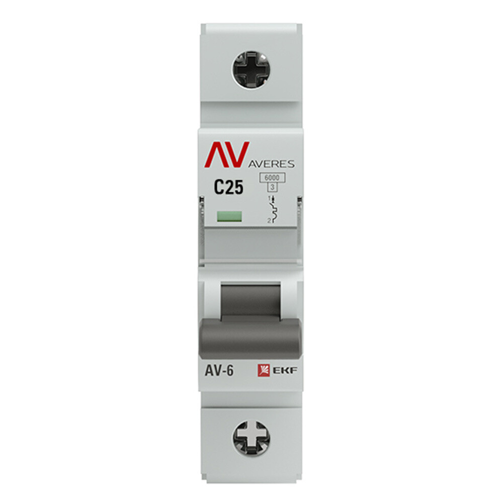 Изображение товара Автоматический выключатель EKF Averes AV-6 1Р 25А тип C 6 кА 230 В
