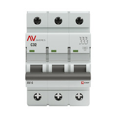 Автоматический выключатель модульный EKF Averes AV-6 3Р 32А тип C 6 кА 400 В (mcb6-3-32C-av) - фото 1