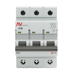 Автоматический выключатель модульный EKF Averes AV-6 3Р 16А тип C 6 кА 400 В (mcb6-3-16C-av) - фото 1