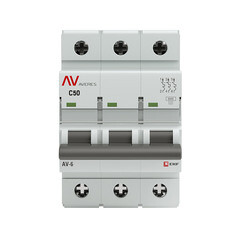 Автоматический выключатель модульный EKF Averes AV-8 3Р 50А тип C 6 кА 400 В (mcb6-3-50C-av) - фото 1