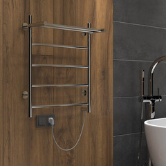 Полотенцесушитель электрический Indigo Arc с полкой 600х400 мм 80 Вт хром - фото 2