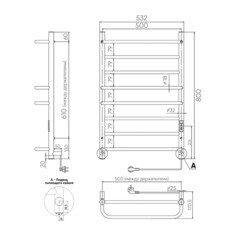 Полотенцесушитель электрический Indigo Europe Lux 800х532 мм 85 Вт с терморегулятором хром - фото 2