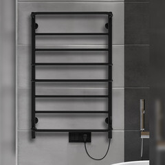 Полотенцесушитель электрический Indigo Europe Lux 800х532 мм 85 Вт с терморегулятором черный муар - фото 11