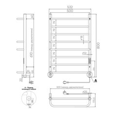 Полотенцесушитель электрический Indigo Europe Lux 800х532 мм 85 Вт с терморегулятором черный муар - фото 10