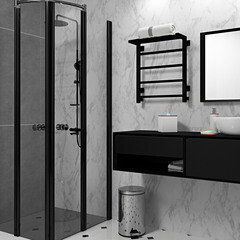 Полотенцесушитель электрический Indigo Forma с полкой 600х500 мм 105 Вт с терморегулятором черный муар - фото 6