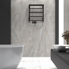 Полотенцесушитель электрический Indigo Forma с полкой 600х500 мм 105 Вт с терморегулятором черный муар - фото 5