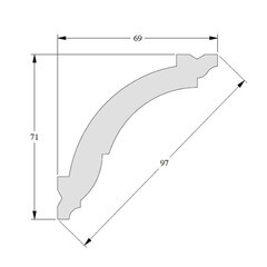 Плинтус потолочный из дюрополимера ударопрочный 71х69х2000 мм Basixx by Orac Arched - фото 2