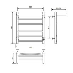 Полотенцесушитель электрический MyFrea MyMadrid с полкой 600х500 мм 99 Вт с терморегулятором хром - фото 6