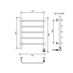 Полотенцесушитель электрический MyFrea MyParis 600х400 мм 300 Вт с терморегулятором хром - фото 3