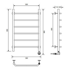 Полотенцесушитель электрический MyFrea MyParis 800х500 мм 300 Вт с терморегулятором хром - фото 3