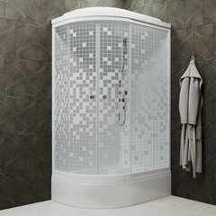 Душевая кабина Triton Коралл 120х80х231,5 см стекло тонированное 4 мм со средним поддоном асимметрия правая - фото 5