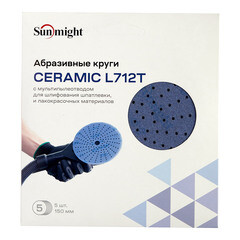 Диск шлифовальный Sunmight Ceramic d150 мм P150 на липучку пленочная основа (5 шт.) - фото 3