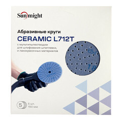 Диск шлифовальный Sunmight Ceramic d150 мм P180 на липучку пленочная основа (5 шт.) - фото 3