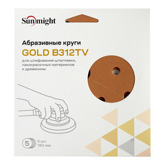 Диск шлифовальный Sunmight Gold d150 мм P240 на липучку бумажная основа (5 шт.) - фото 3