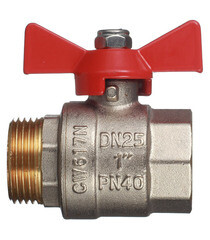 Кран шаровой латунный Valtec Base 1 ВР(г) х 1 НР(ш) бабочка прямой (VT.218.N.06) - фото 3