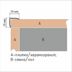 Уголок для плитки скошенный край нержавеющая сталь 2700х15х15 мм - фото 4