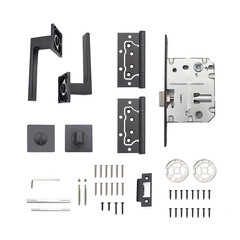 Комплект фурнитуры для двери Lavelly Marigold с замком петлями и фиксатором квадратная розетка черный (990329) - фото 3