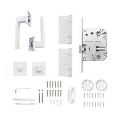 Комплект фурнитуры для двери Lavelly Marigold с замком петлями и фиксатором квадратная розетка белый (990330) - фото 3