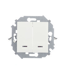 Изображение товара Выключатель Simon 15 двухклавишный встраиваемый белый с подсветкой (1591392-030)