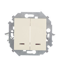 Изображение товара Выключатель Simon 15 двухклавишный встраиваемый слоновая кость с подсветкой (1591392-031)