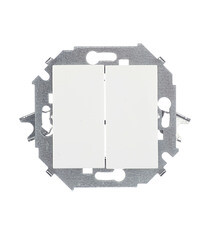 Переключатель Simon 15 двухклавишный встраиваемый белый (1591397-030) - фото 1