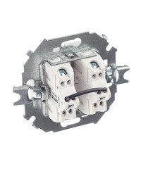 Переключатель Simon 15 двухклавишный встраиваемый белый (1591397-030) - фото 4