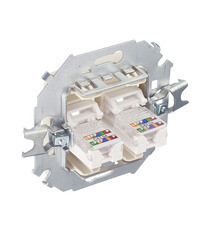 Розетка компьютерная Simon 15 встраиваемая слоновая кость 2хRJ45 (1591593-031) - фото 3