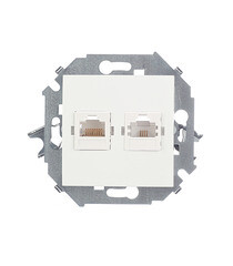 Розетка компьютерная/ телефонная Simon 15 встраиваемая белая RJ11/ RJ45 (1591590-030) - фото 1