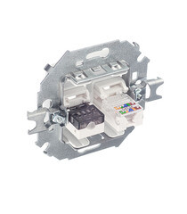 Розетка компьютерная/ телефонная Simon 15 встраиваемая белая RJ11/ RJ45 (1591590-030) - фото 2