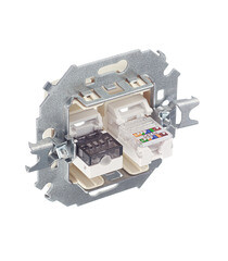 Розетка компьютерная/ телефонная Simon 15 встраиваемая слоновая кость RJ11/ RJ45 (1591590-031) - фото 4