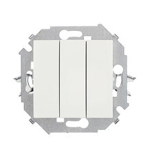 Выключатель Simon 15 трехклавишный встраиваемый белый (1591391-030) - фото 1