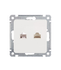 Розетка компьютерная/ телефонная Hegel Master встраиваемая белая RJ11/ RJ45 (РСКТ-440)