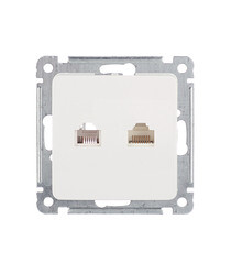 Розетка компьютерная/ телефонная Hegel Master встраиваемая белая RJ11/ RJ45 (РСКТ-440) - фото 1