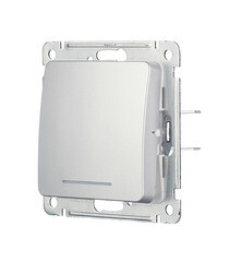 Выключатель Hegel Master одноклавишный встраиваемый серебро с подсветкой (ВС10-412-06) - фото 2