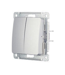 Выключатель Hegel Master двухклавишный встраиваемый серебро (ВС10-451-06) - фото 2