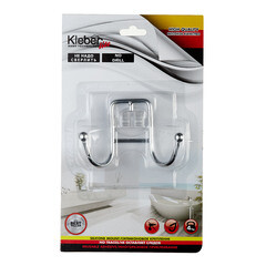 Крючок для ванной Kleber Lite двойной самоклеящийся металл хром (KLE-LT053/8474) - фото 3