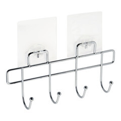 Вешалка для ванной Kleber Lite 4 крючка самоклеящаяся металл хром (KLE-LT004) - фото 1