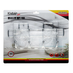 Вешалка для ванной Kleber Lite 4 крючка самоклеящаяся металл хром (KLE-LT004) - фото 2