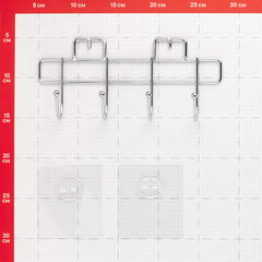 Вешалка для ванной Kleber Lite 4 крючка самоклеящаяся металл хром (KLE-LT004) - фото 4